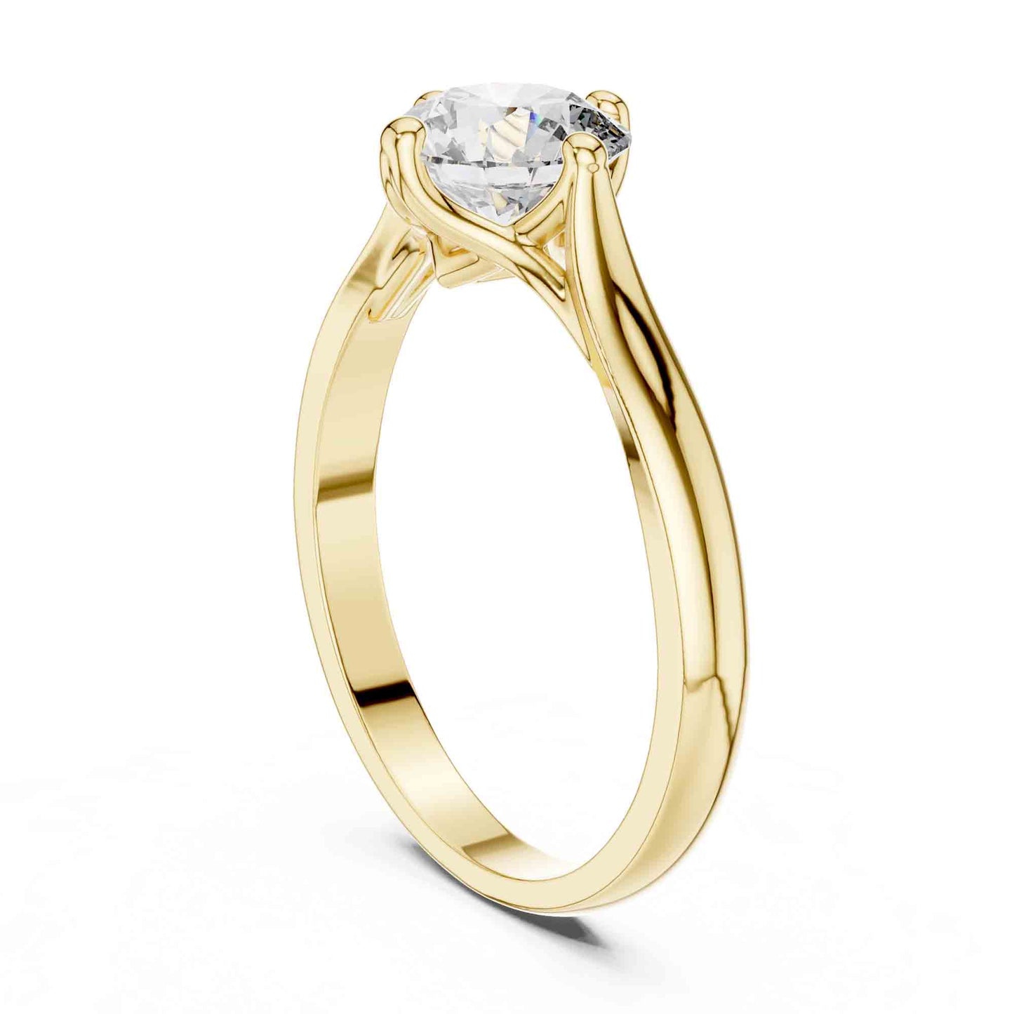 1 Carat Round Cut Lab Grown Diamond Solitaire Ring with Sculpted Crossover Prongs