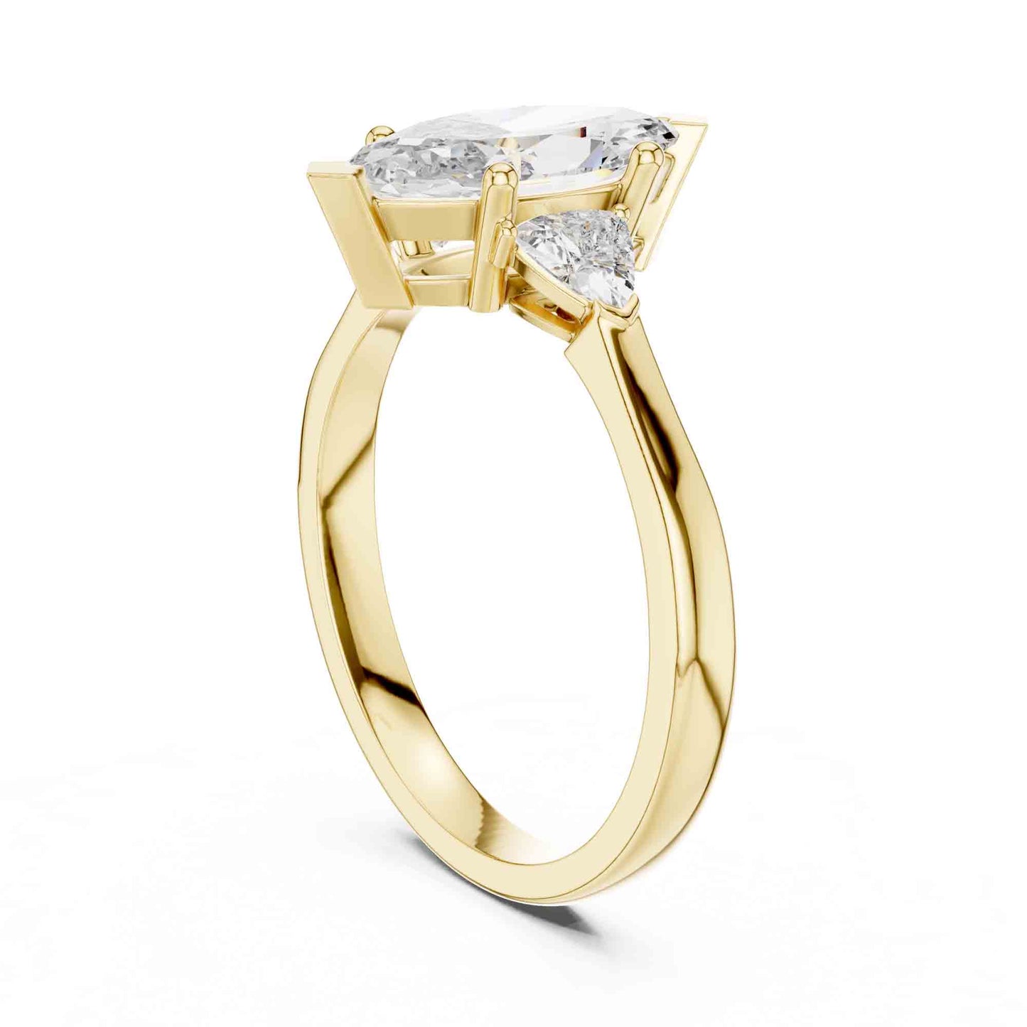 1 Carat Marquise Cut Three Stone Lab Grown Diamond Engagement Ring