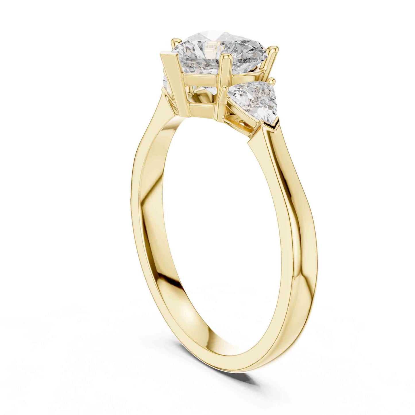 1 Carat Heart Three-Stone Lab Grown Diamond Ring With Trillion Side Diamonds