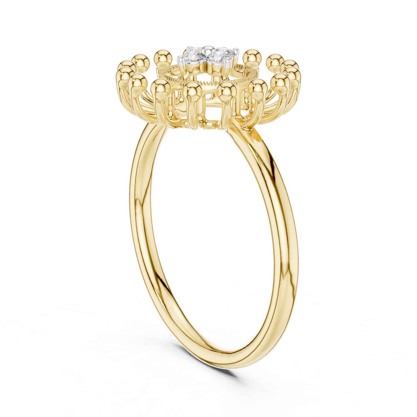 Unique Halo Style Lab Grown Diamond Ring with Starburst Detailing