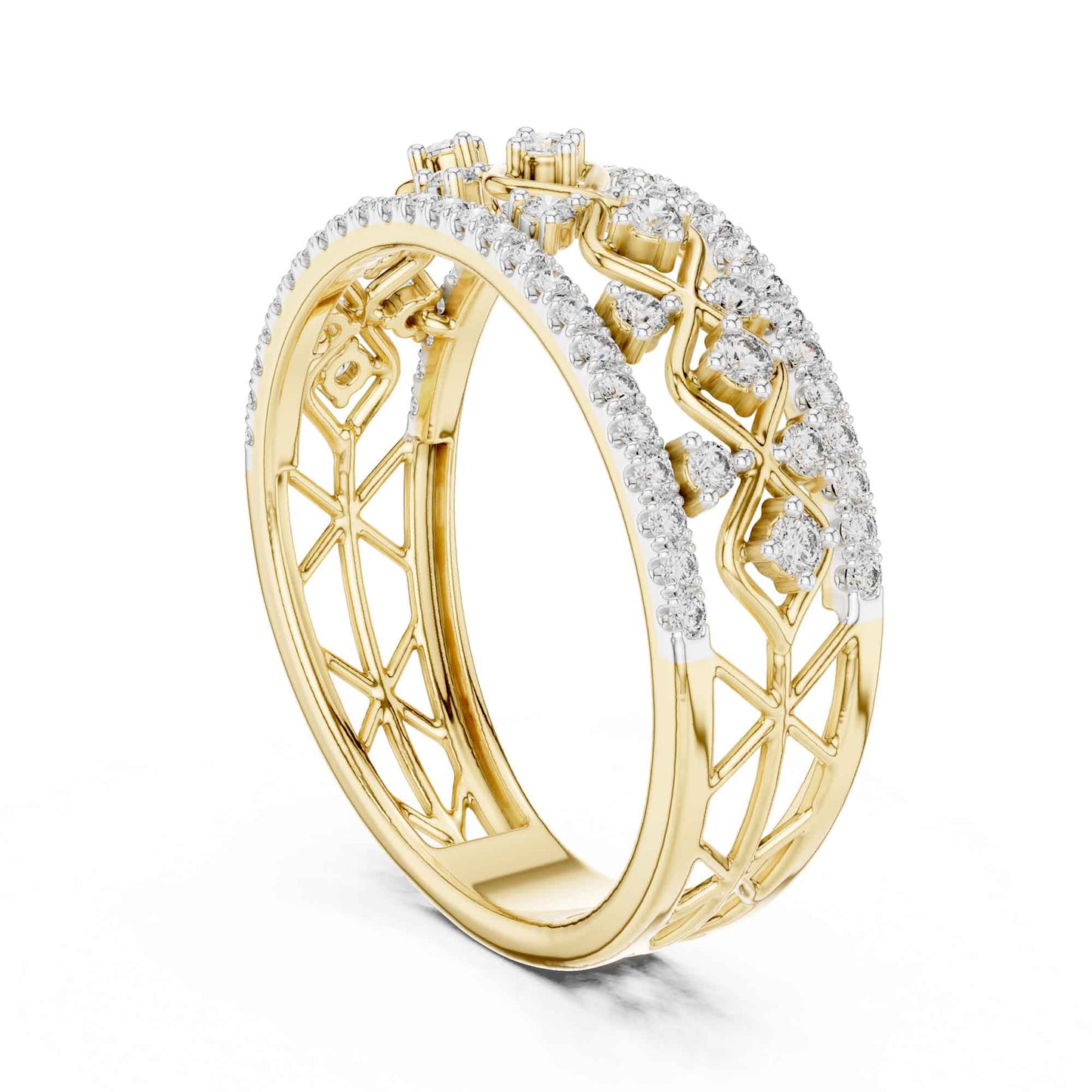 Wide Lattice Lab Grown Diamond Pavé Statement Ring