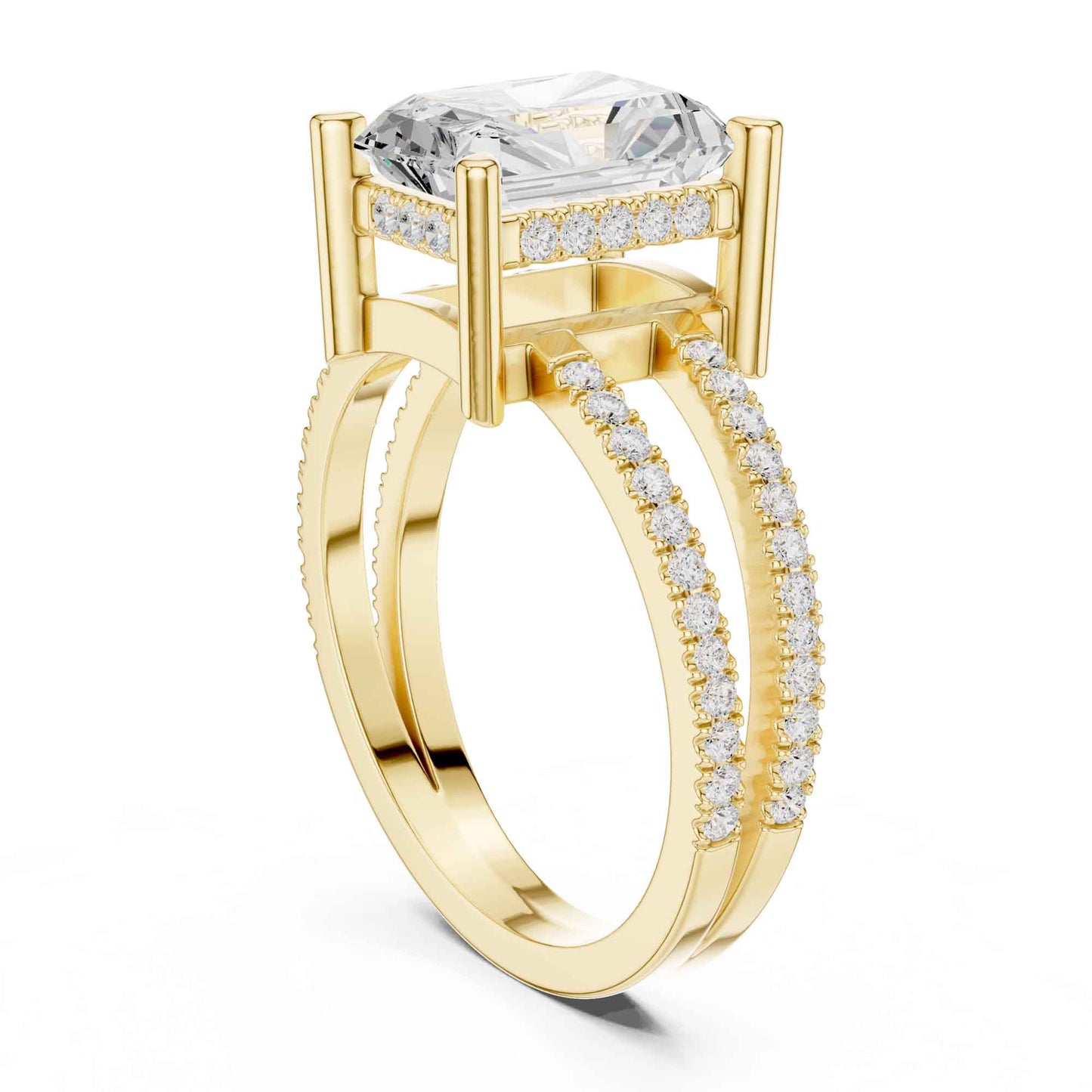 3 Carat Radiant Cut Diamond Engagement Ring Pavé Setting