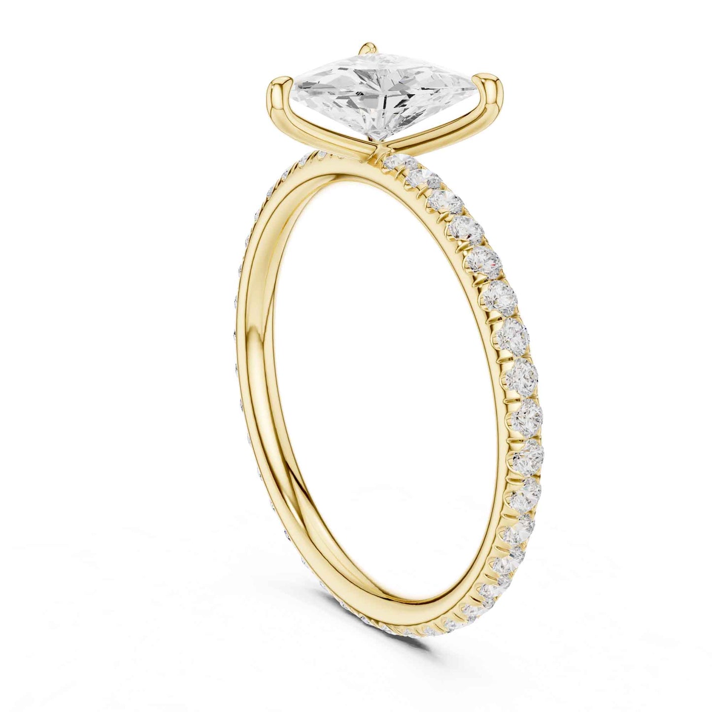 1 Carat Trillion Cut Lab Grown Diamond Engagement Ring with Pavé Band