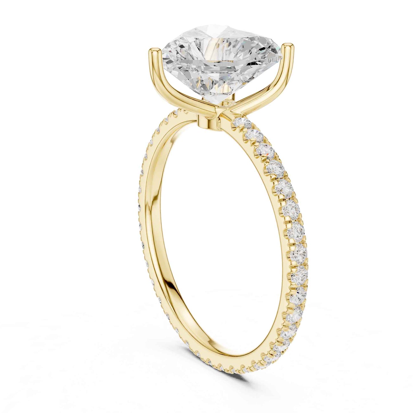 2.5 Carat Heart Cut Lab Grown Diamond Engagement Ring with Pavé Band