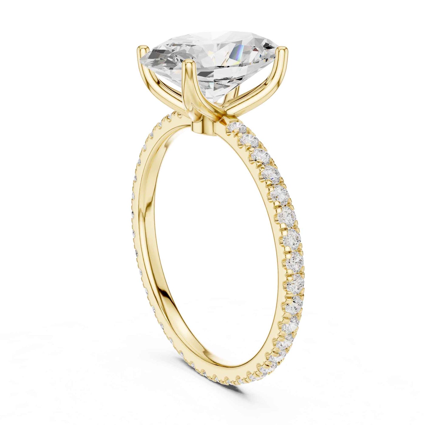 2.5 Carat Oval Shape Lab Grown Diamond Engagement Ring with Pavé Band