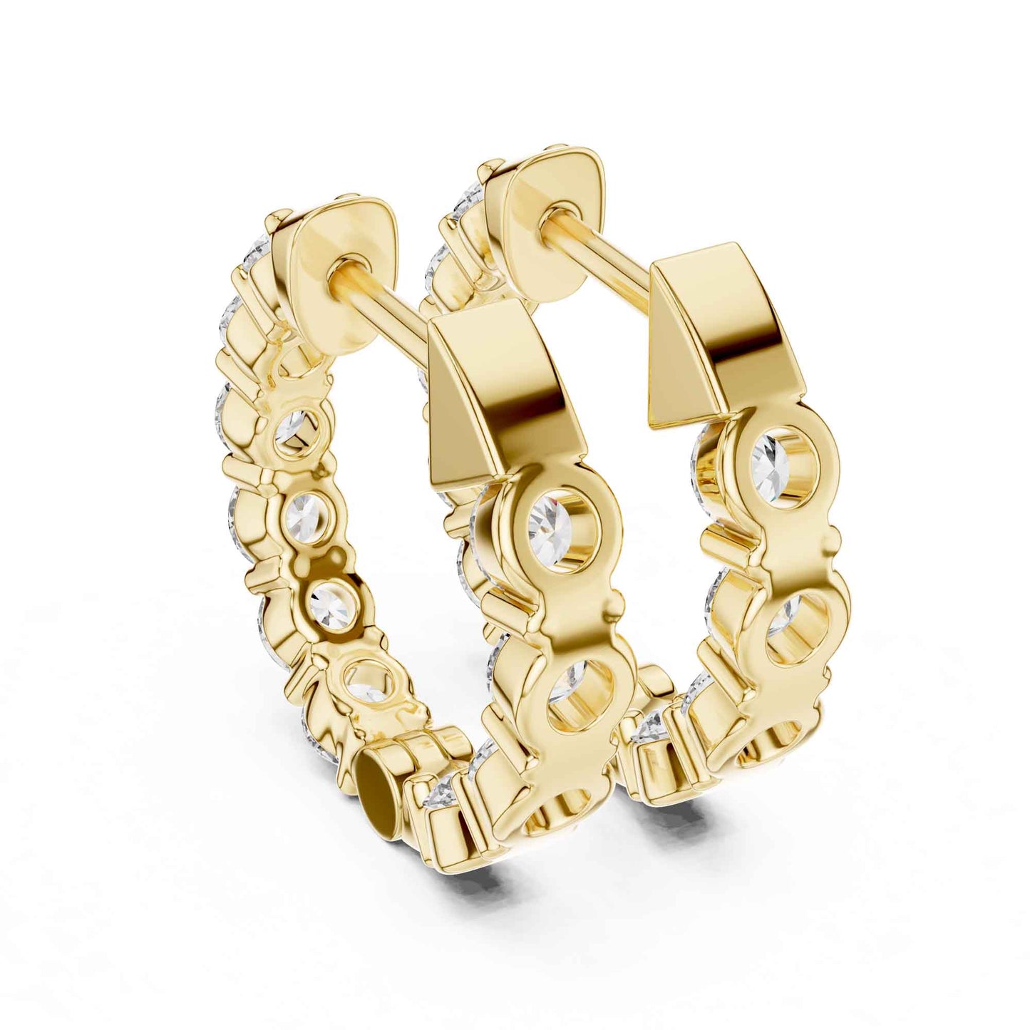 Classic Round Cut Lab Grown Diamond Eternity Hoop & Huggie Earrings