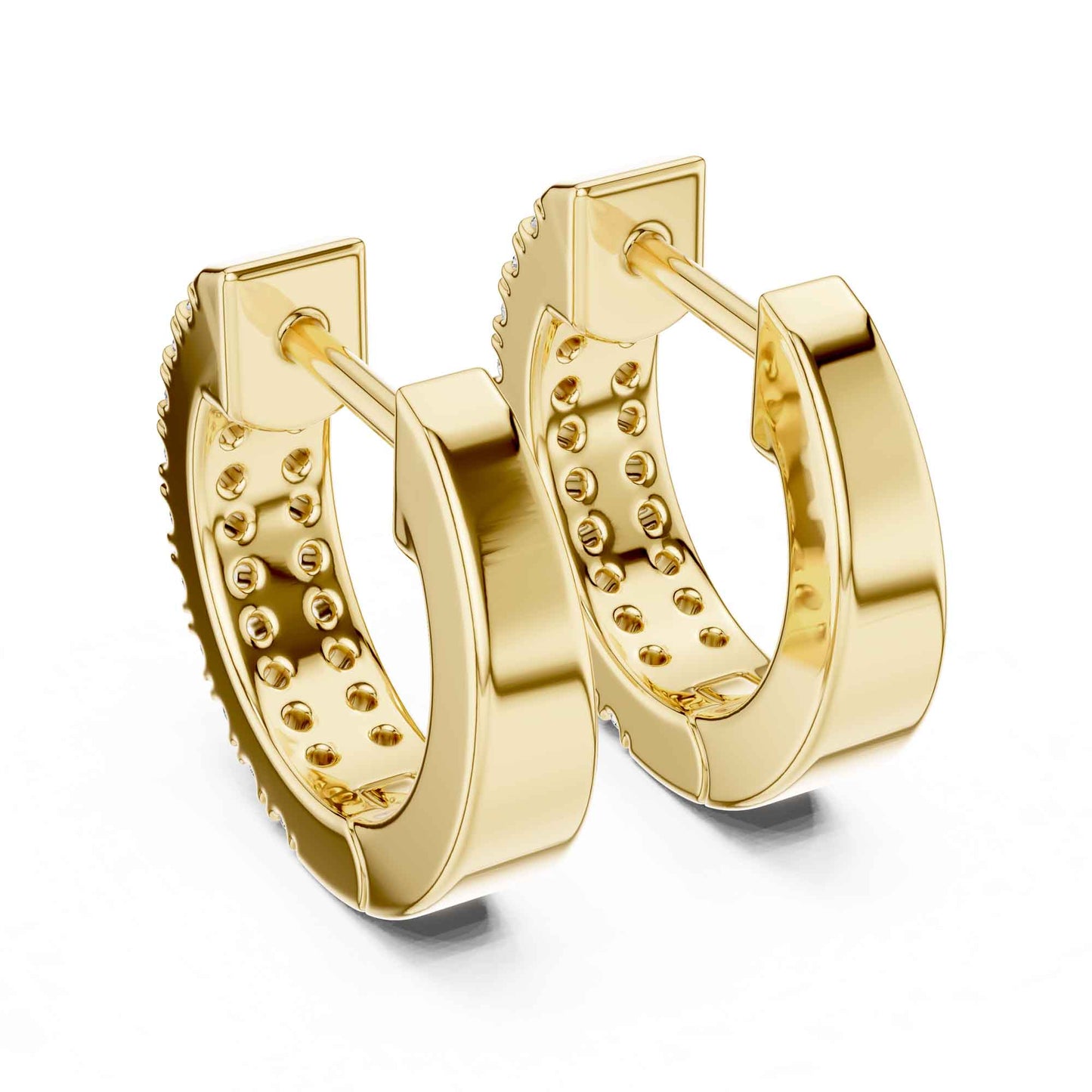 Luxury Round Cut Pavé Lab Grown Diamond Hoop & Huggie Earrings