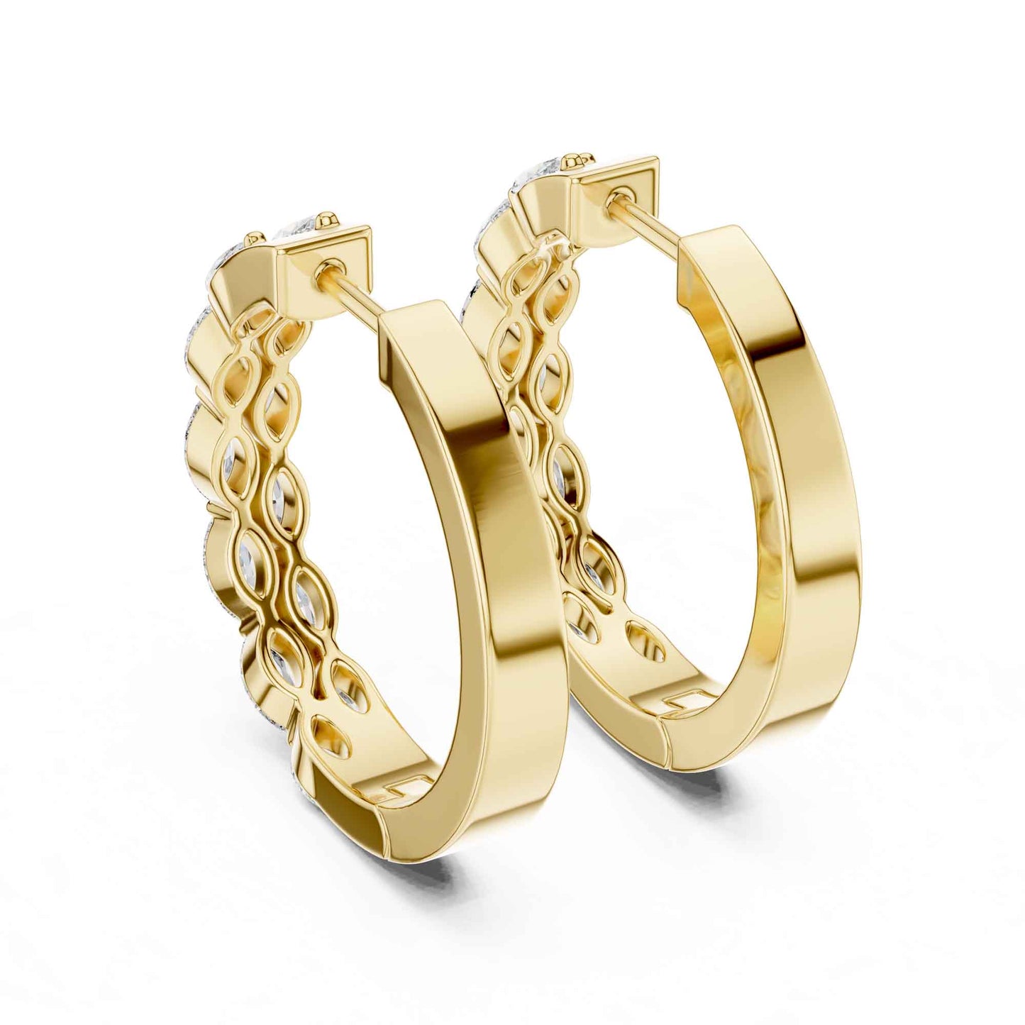 Marquise Cut Lab Grown Diamond Accent Hoop & Huggie Earrings