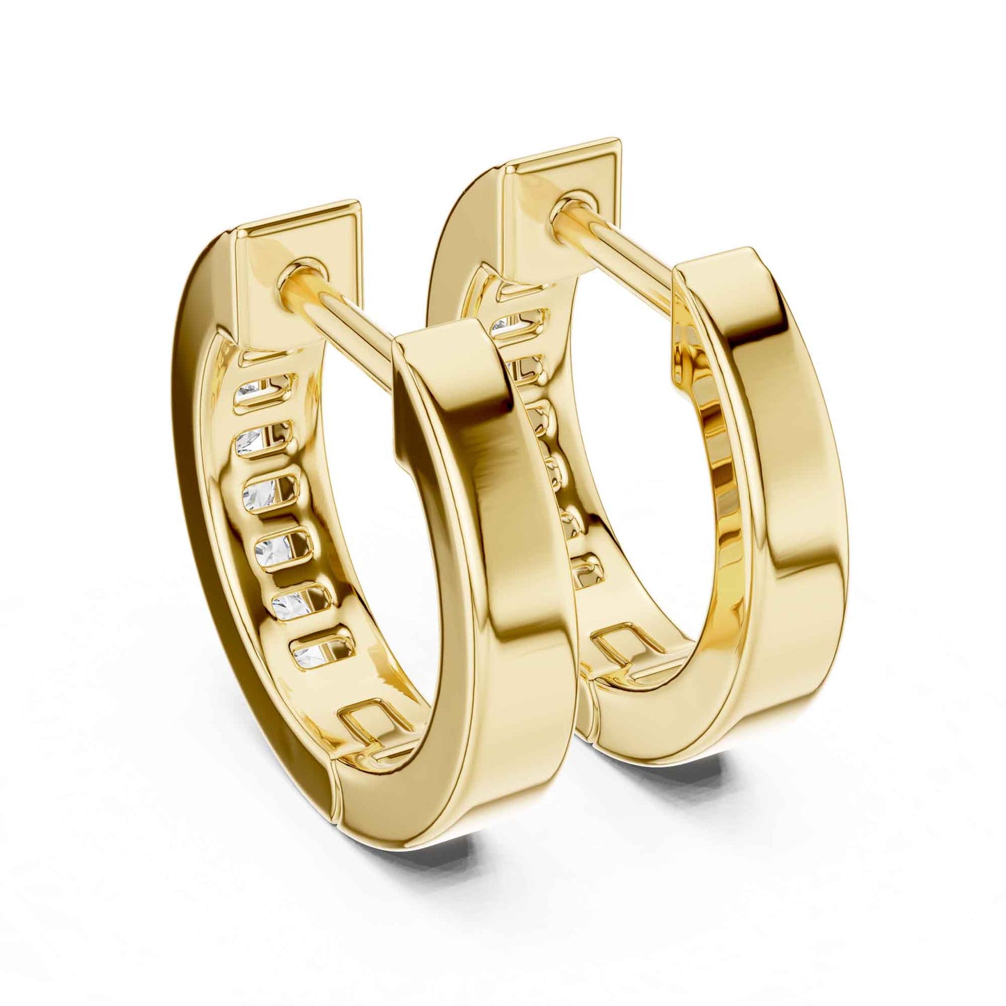 Classic Round Cut Lab Grown Diamond Bezel Setting Hoop & Huggie Earrings