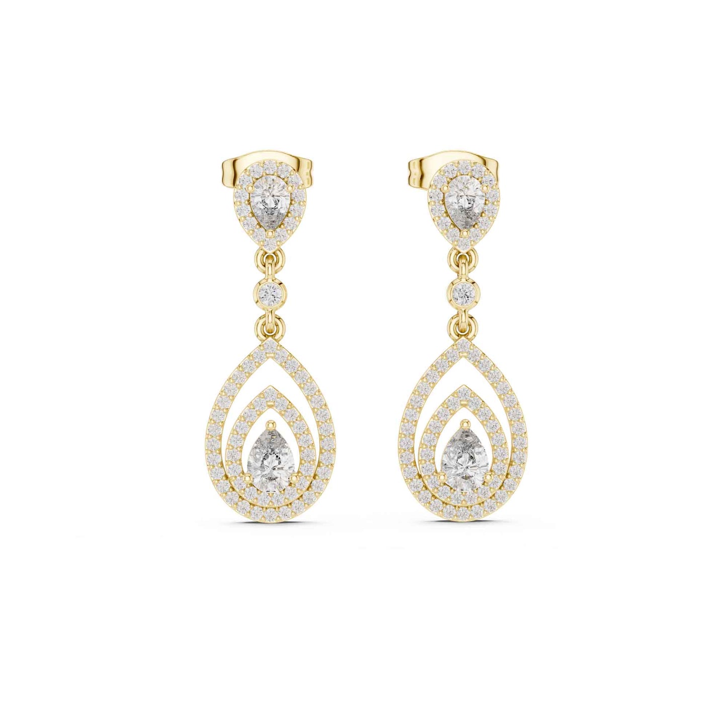 Pear Cut Halo Lab Grown Diamond Drop & Dangle Earrings