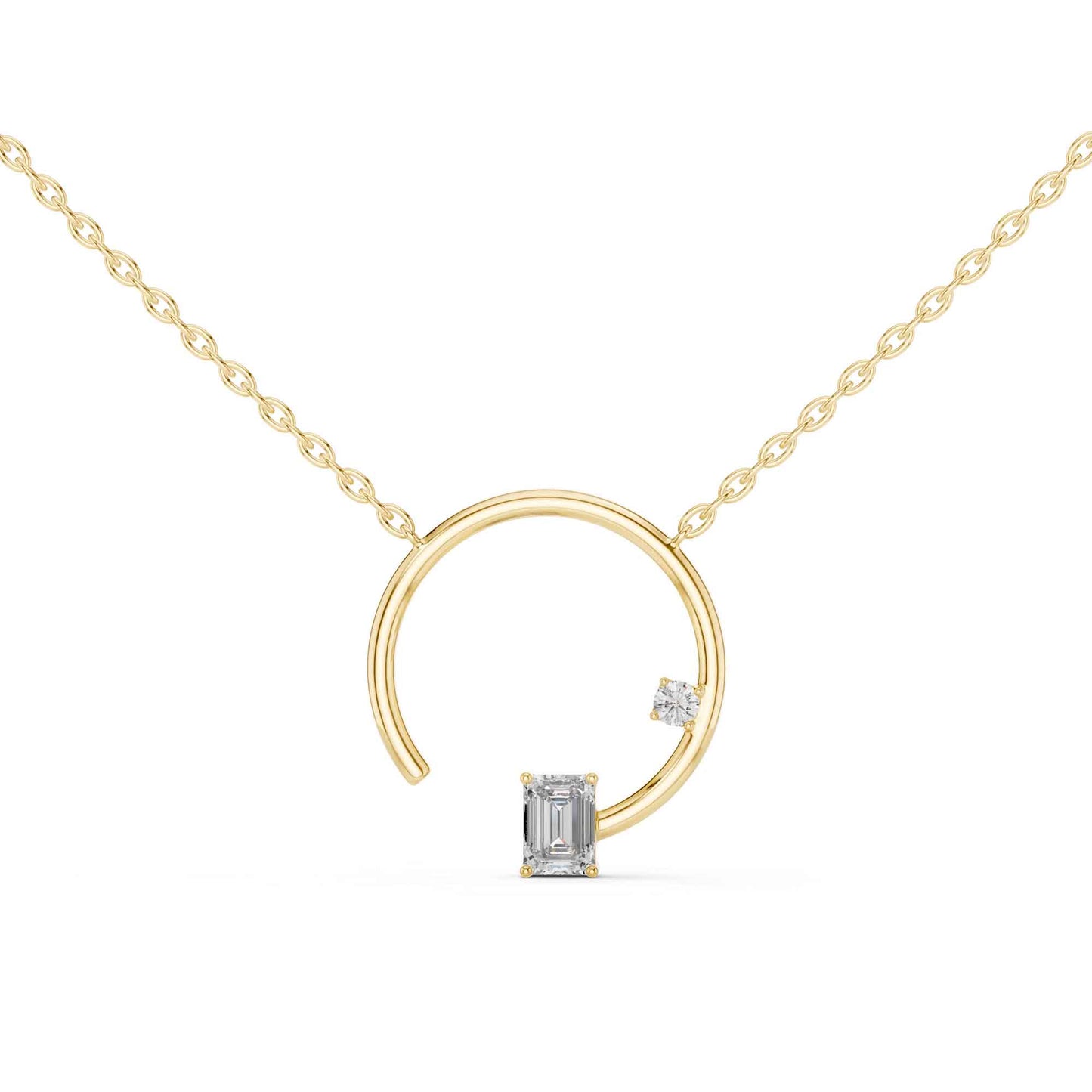 Emerald Cut Lab Grown Diamond Drop Chain & Pendant