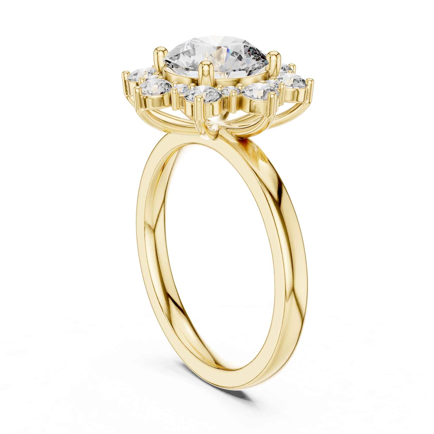 2 Carat Round Cut Diamond Floral Halo Engagement Ring