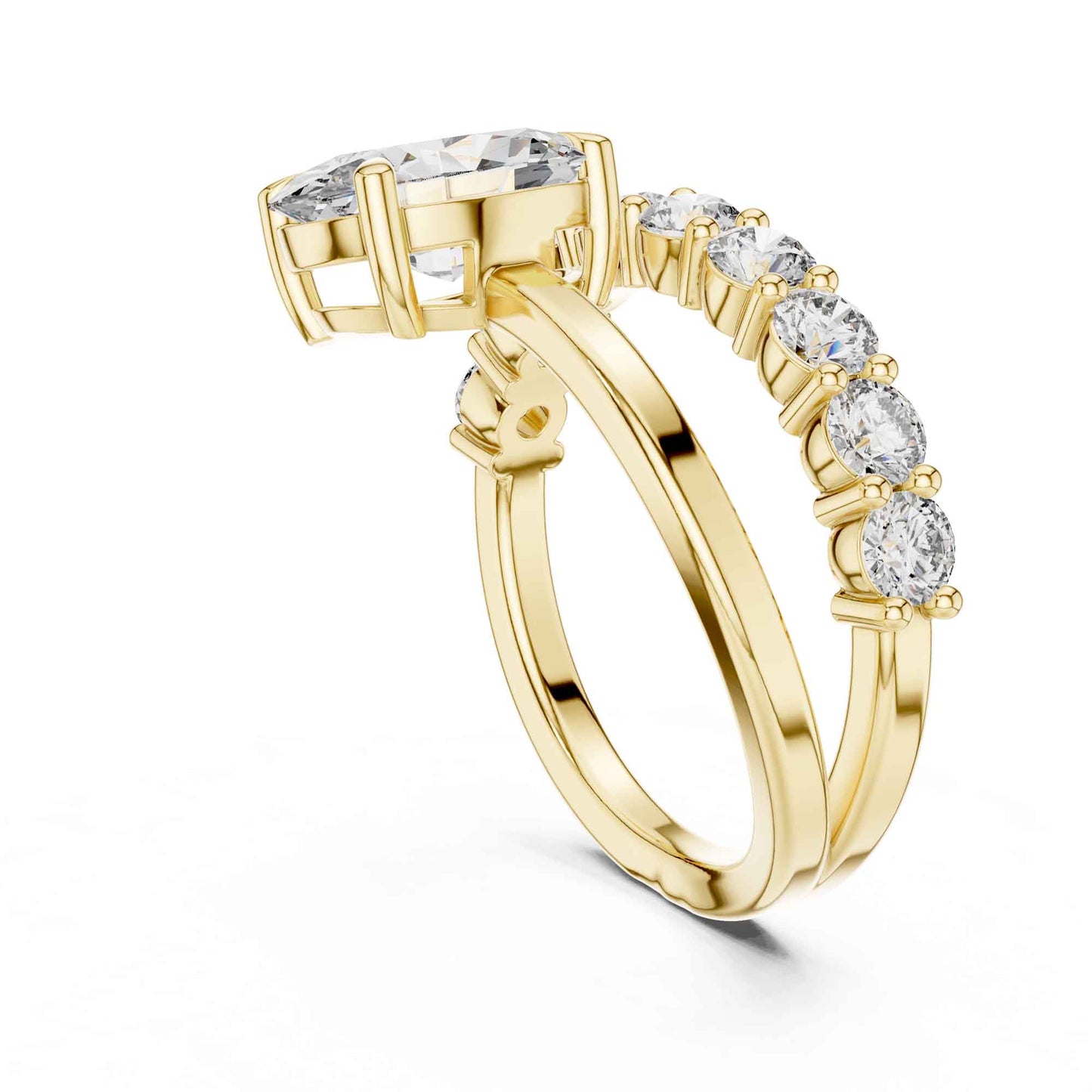 2 Carat Oval Cut Diamond Ring with Pavé Accent Band