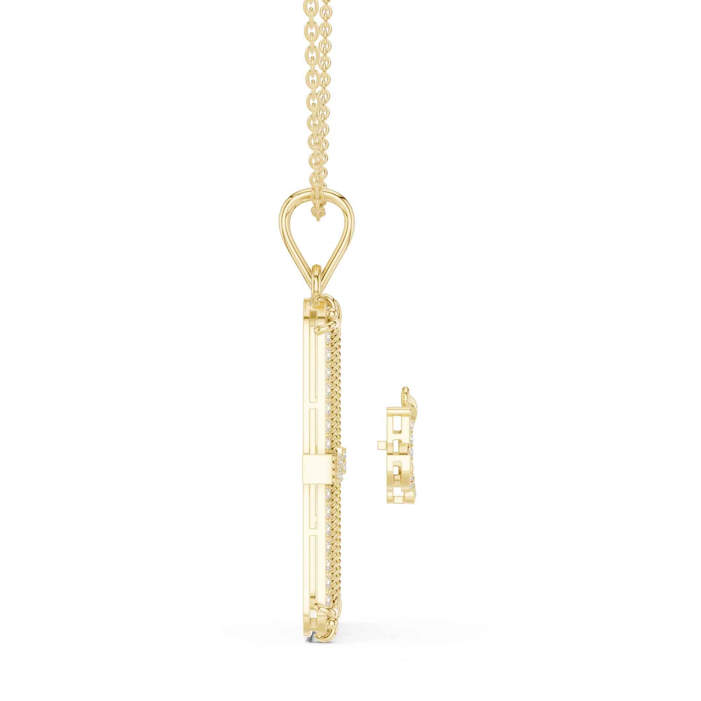 Lab Grown Diamond Anchor PURPLE Enamel Medallion Chain & Pendant