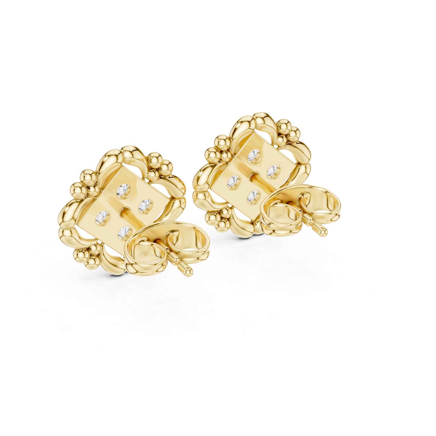 Floral Lab Grown Diamond Cluster Stud Earrings