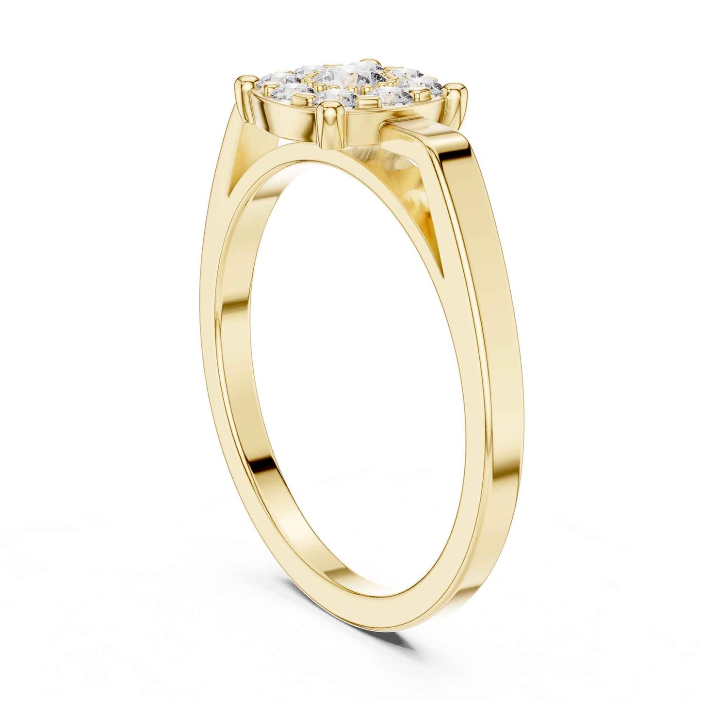 Cushion-Style Round Diamond Cluster Engagement Ring