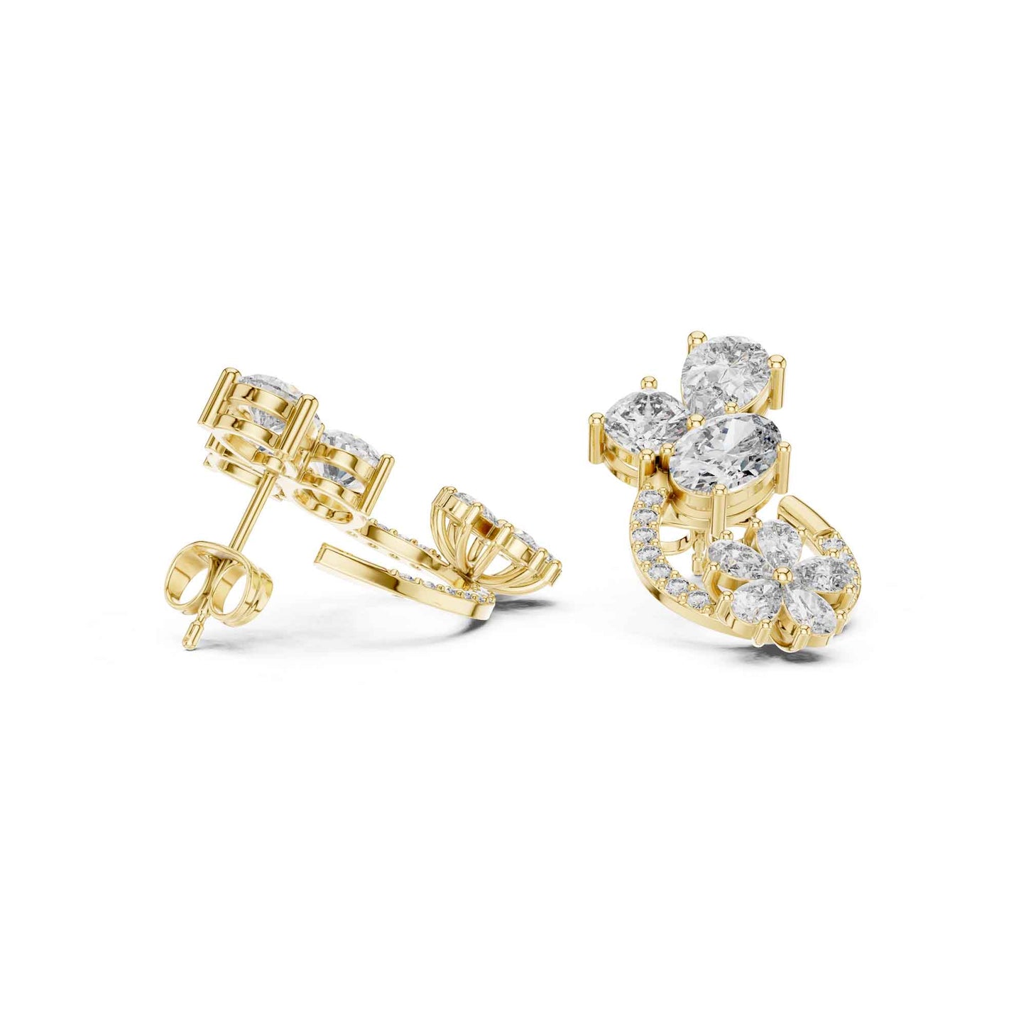 Floral Cluster Teardrop Lab Grown Diamond Drop & Dangle Earrings