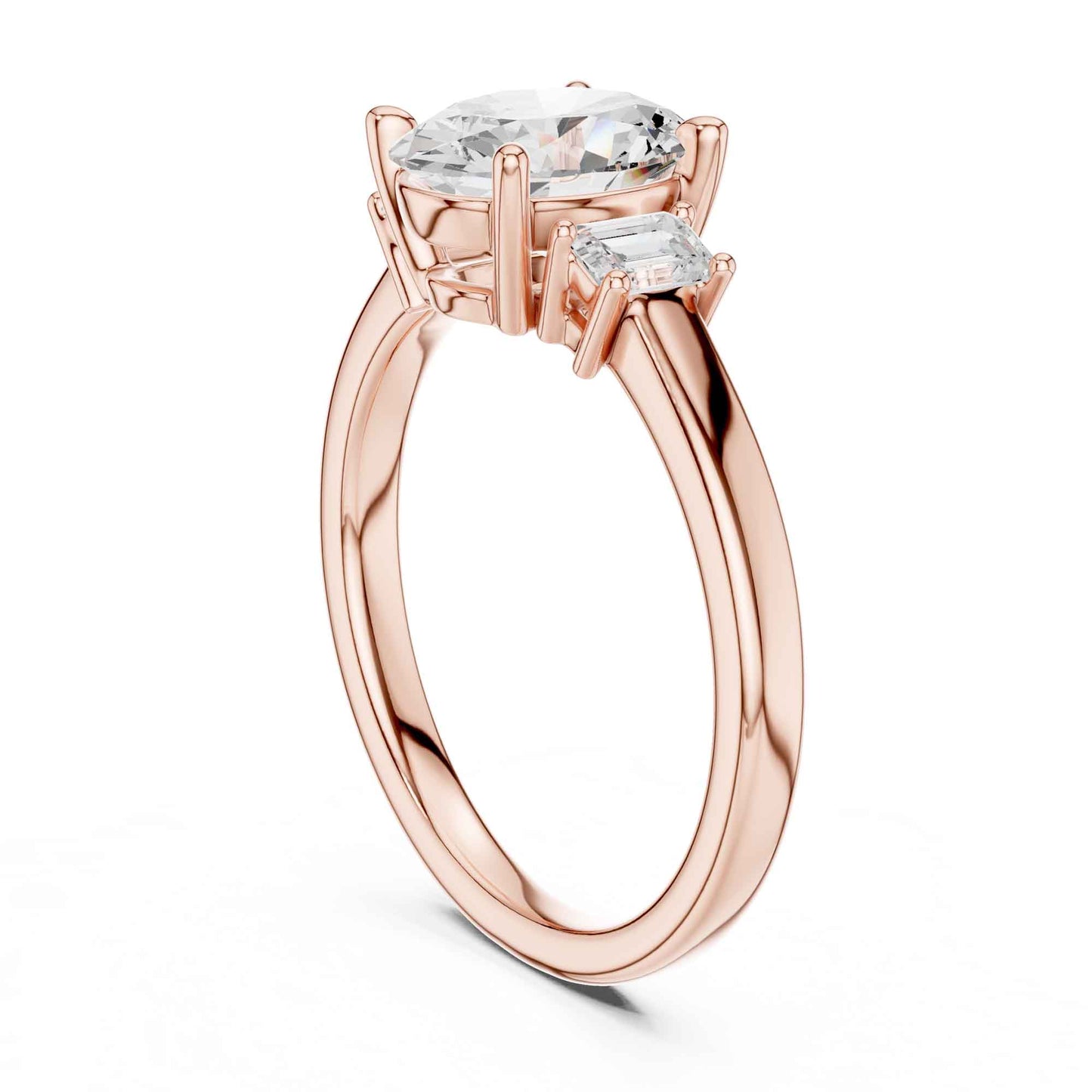 1.5 Carat Oval Cut Lab Grown Diamond Three Stone Engagement Ring with