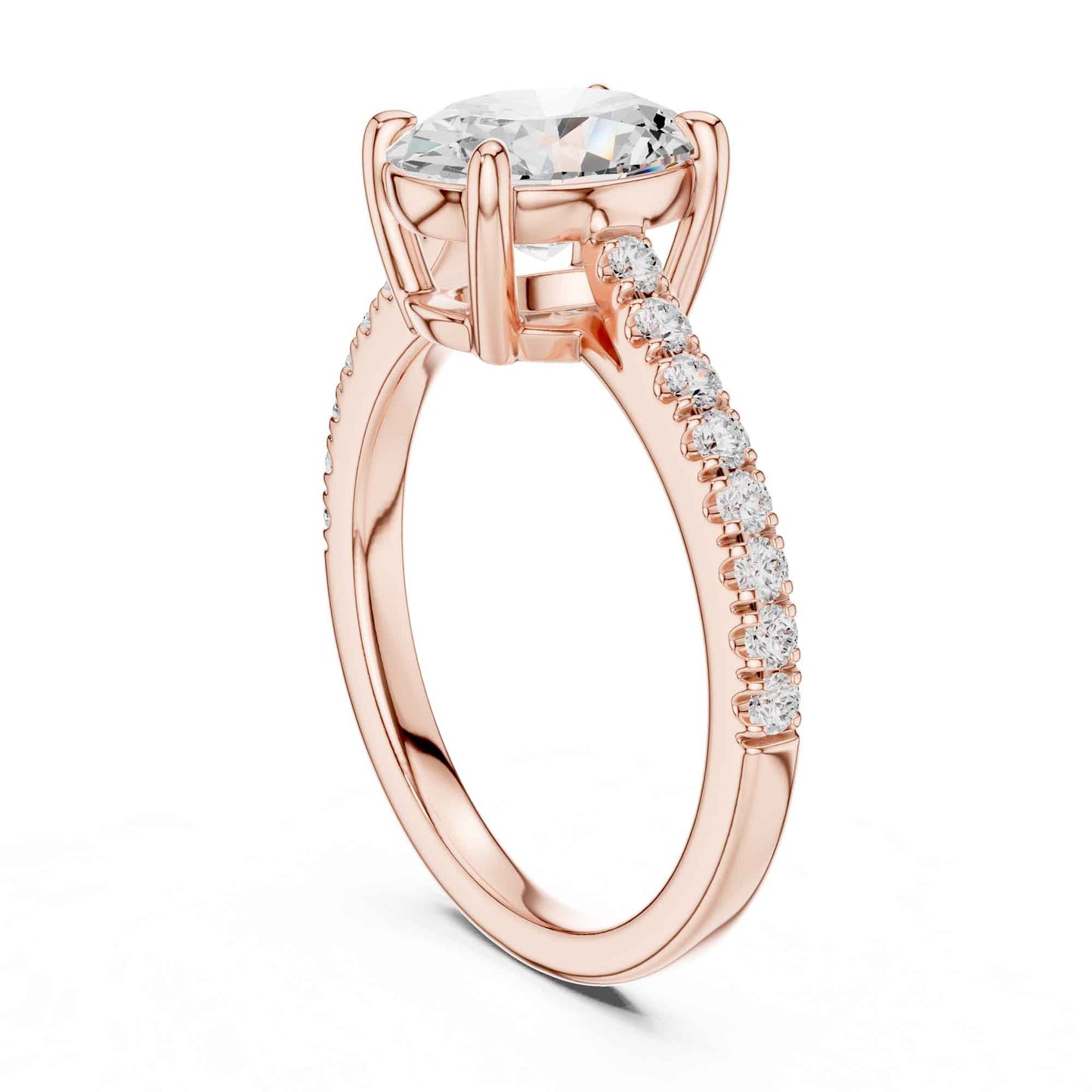 2 Carat Oval Lab Grown Diamond Pavé Engagement Ring