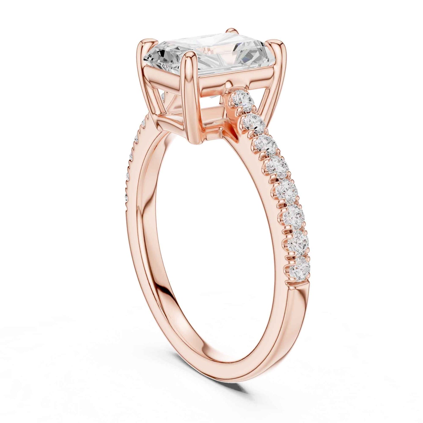 2 Carat Radiant Cut Lab Grown Diamond Pavé Ring