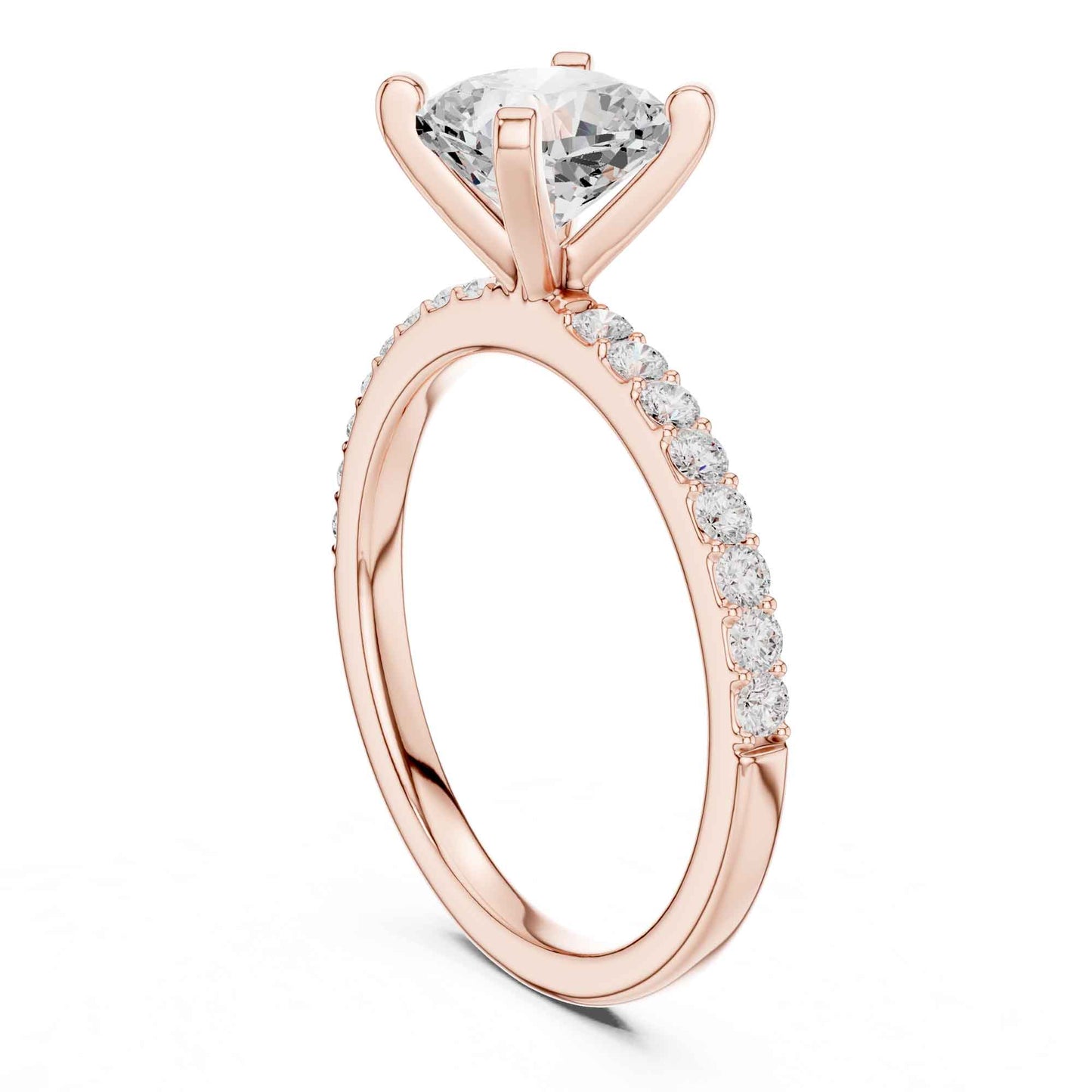 2 Carat Cushion Cut Lab Grown Diamond Pavé Engagement Ring