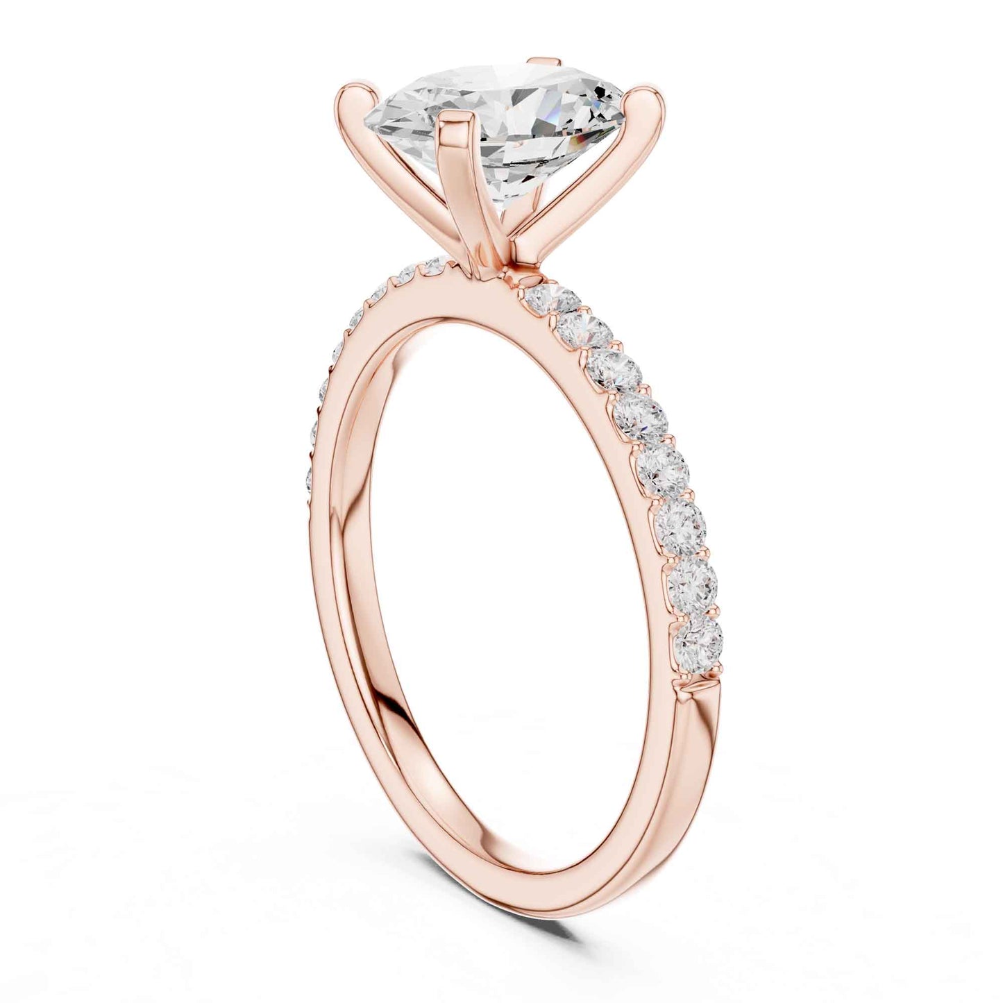 2 Carat Oval Cut Lab Grown Diamond Pavé Engagement Ring