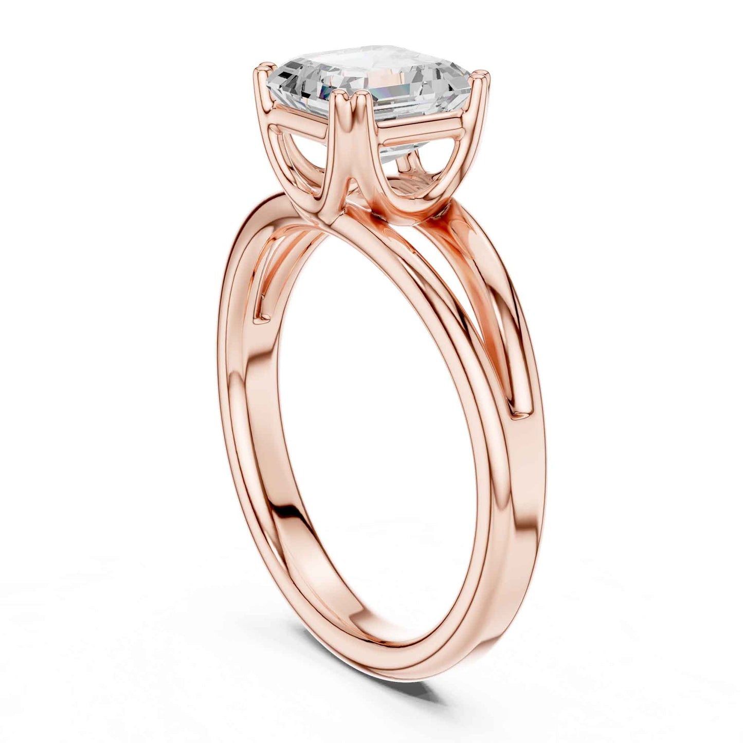 2 Carat Asscher Cut Lab Grown Diamond Split Shank Ring