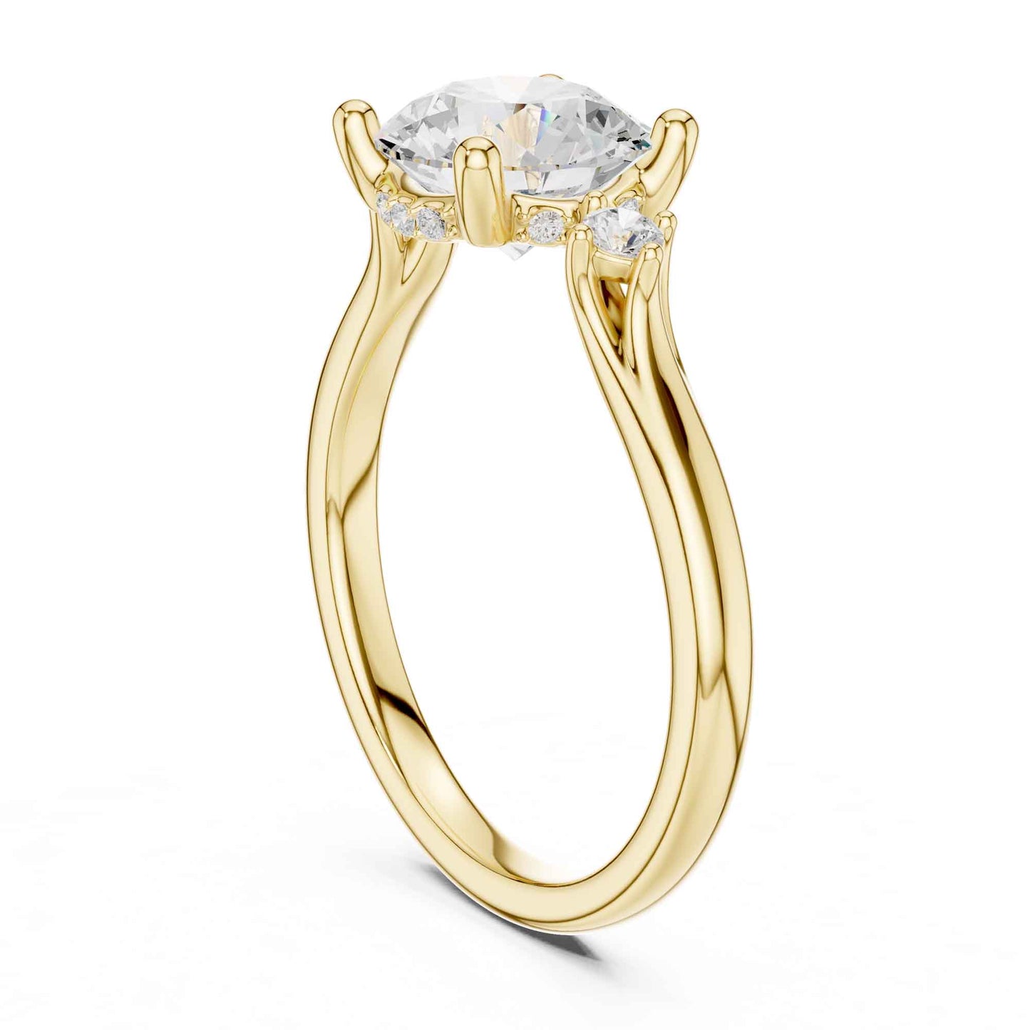 2 Carat Round Cut Lab Grown Diamond Three Stone Engagement Ring