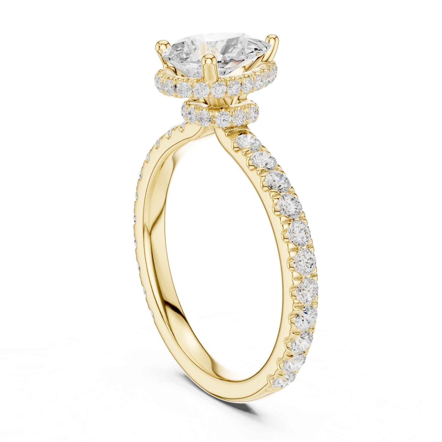1.5 Carat Pear-Cut Diamond Engagement Ring with Pavé Band