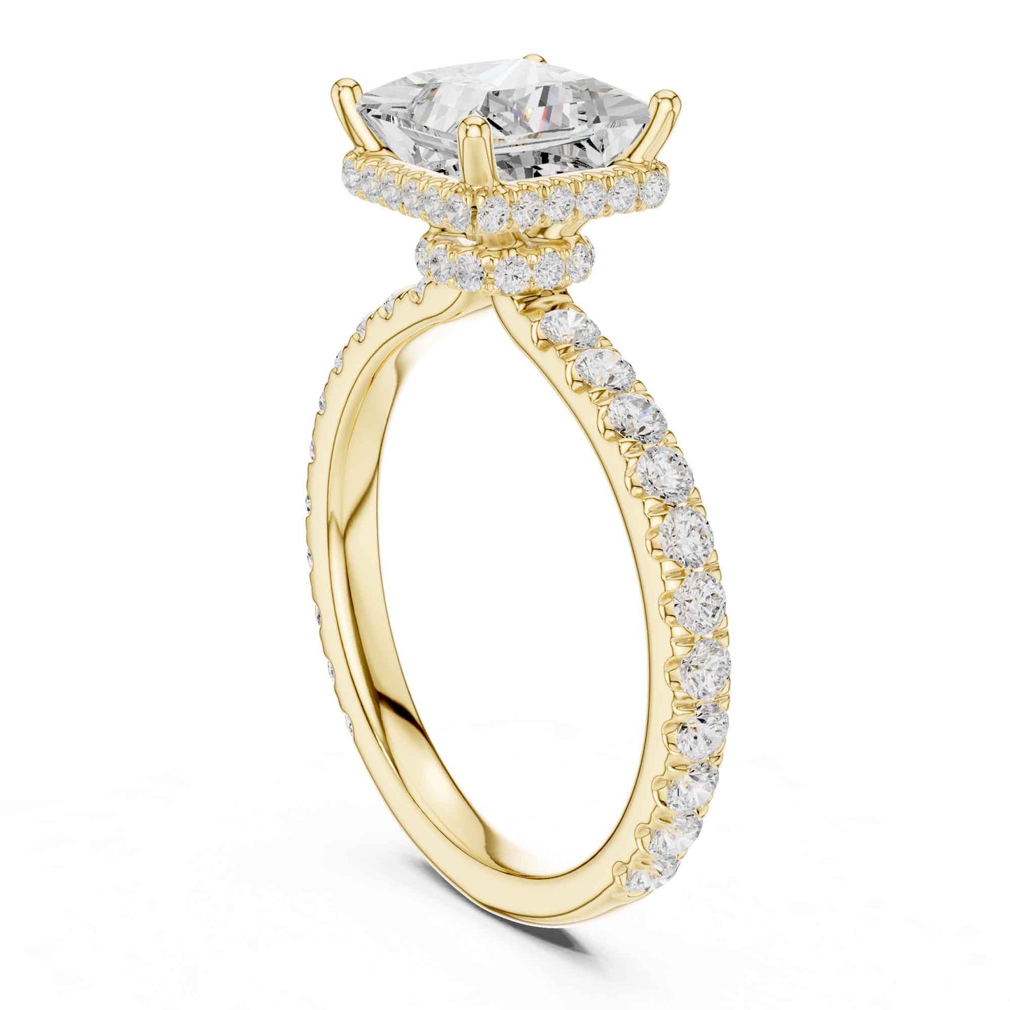 1.5 Carat Princess-Cut Diamond Engagement Ring with Pavé Band