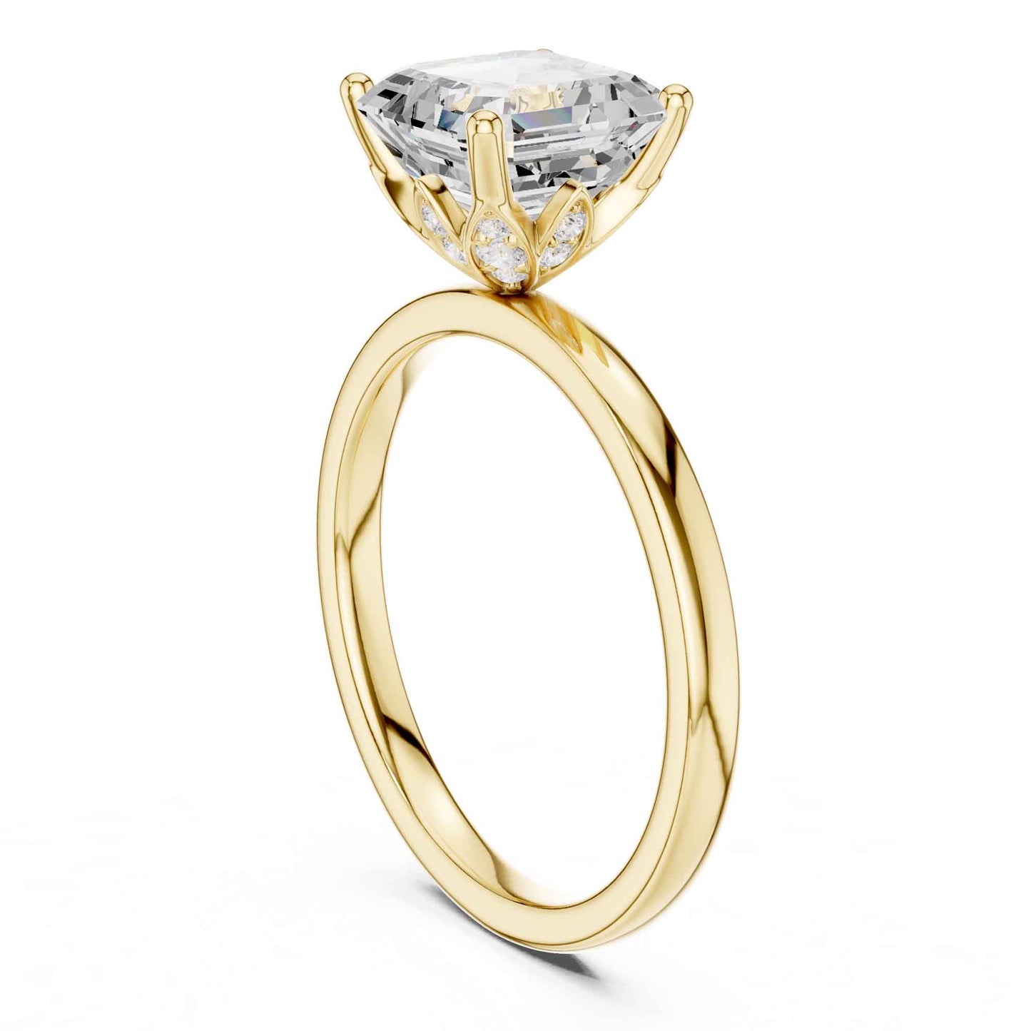 2 Carat Asscher Cut Lab Grown Diamond Solitaire Engagement Ring