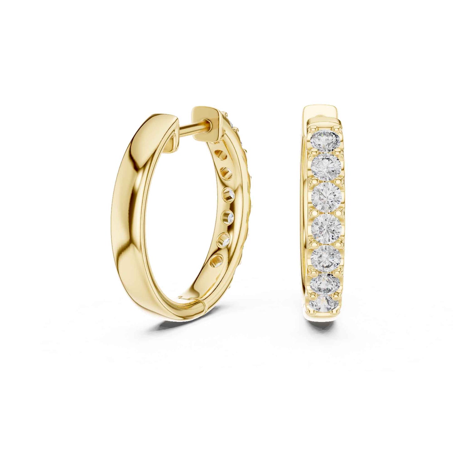 Round Cut Lab Grown Diamond Hoop & Huggie Earrings