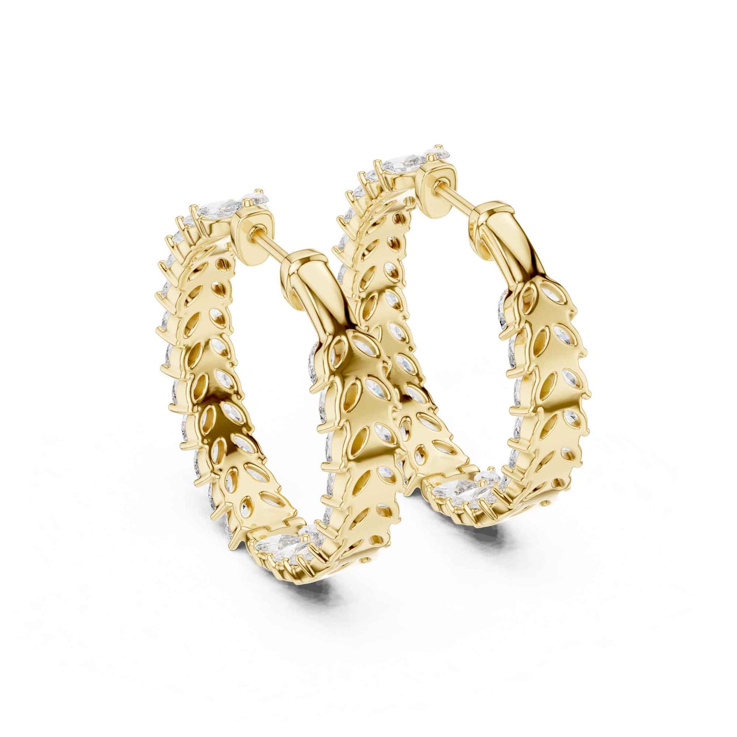 Marquise Cluster Lab Grown Diamond Hoop & Huggie Earrings