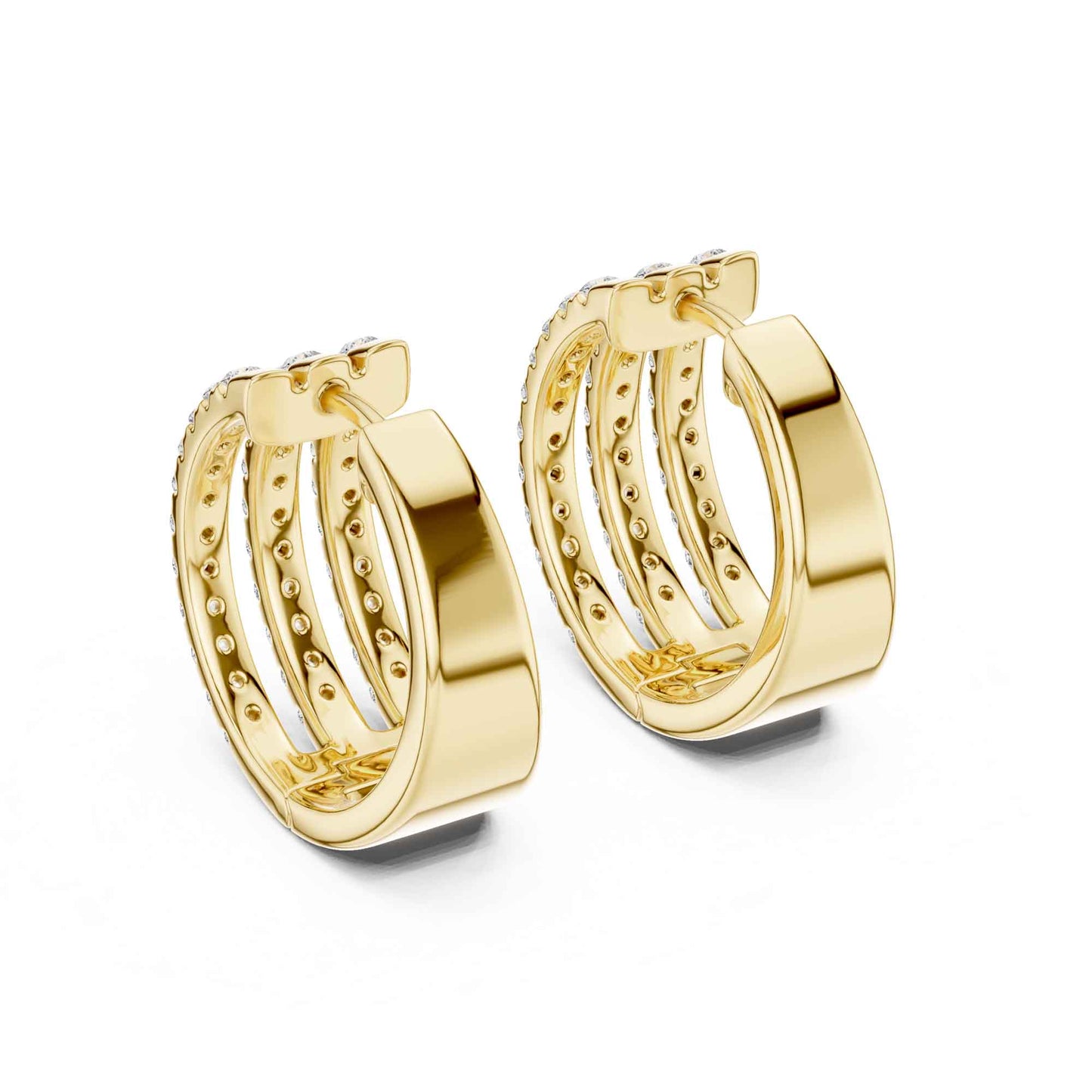 Triple Row Lab Grown Diamond Hoop & Huggie Earrings