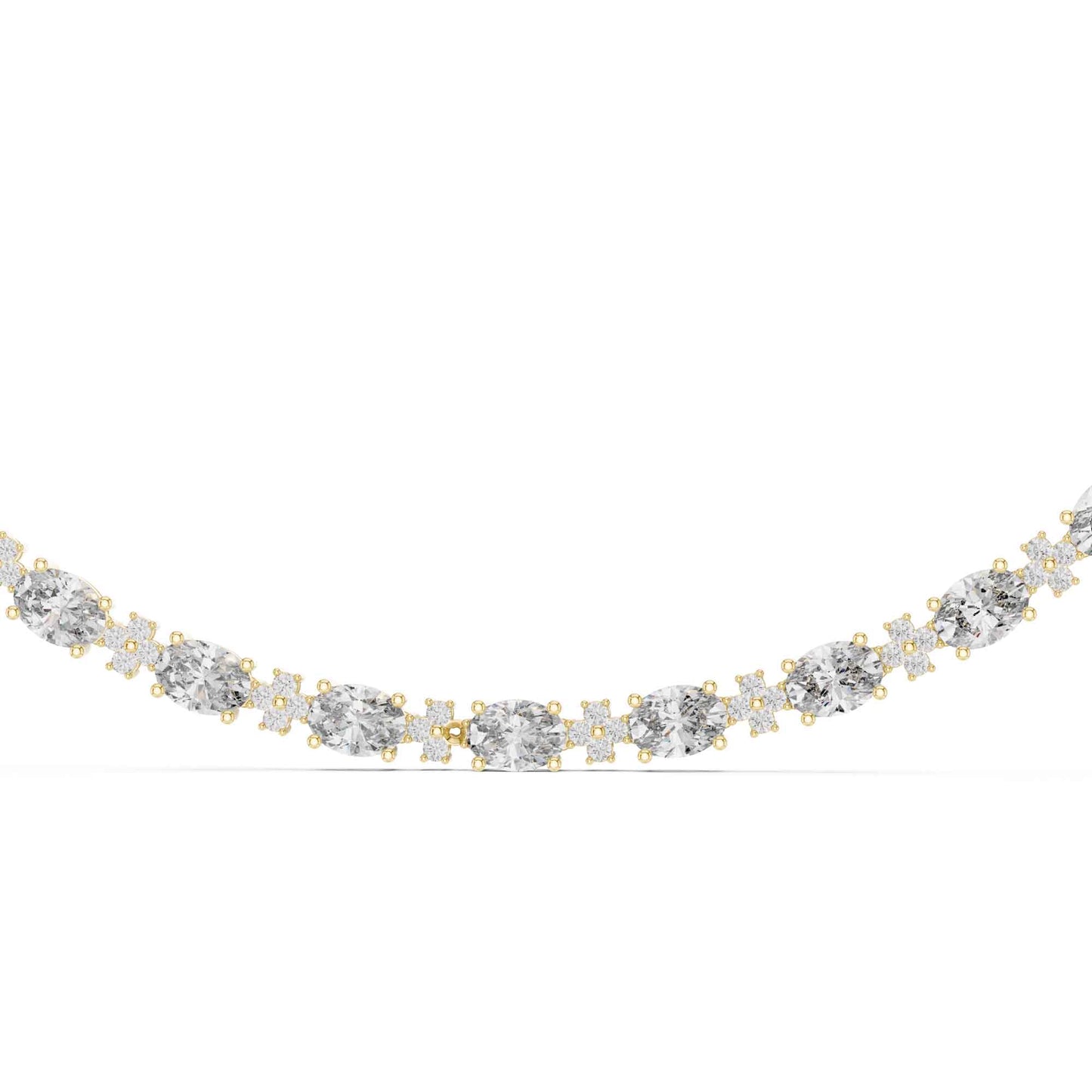 Oval Cut Lab Grown Diamond Floral Link Necklace