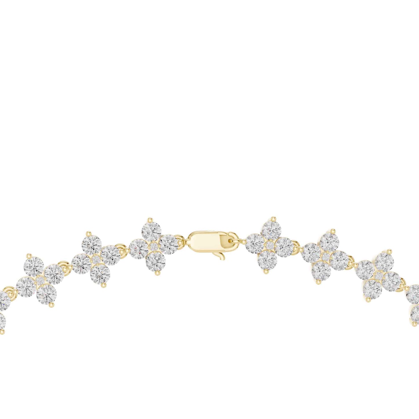 Round Brilliant Cut Lab Grown Diamond Flower Link Necklace