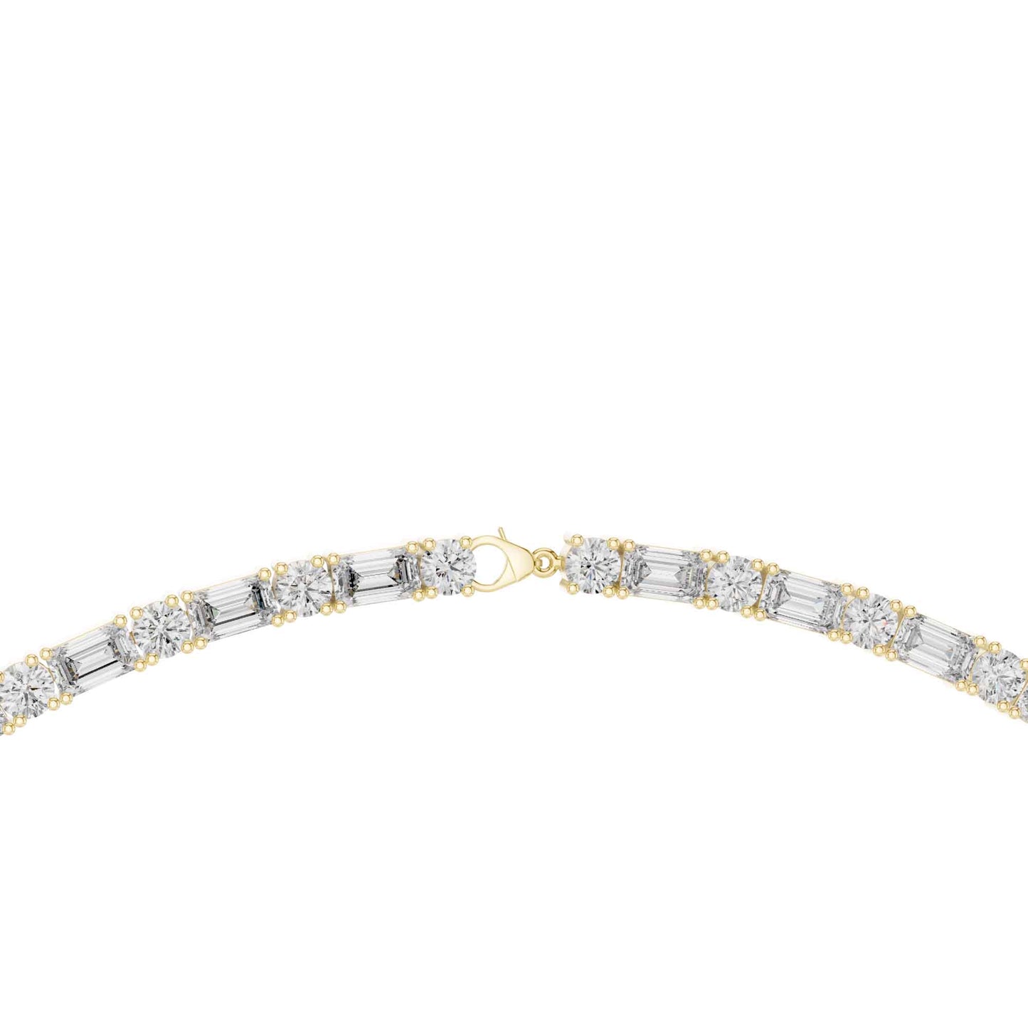 Emerald & Round Cut Lab Grown Diamond Statement Tennis Necklace