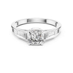 1 Carat Cushion Cut Halo Lab Grown Diamond Engagement Ring with Pavé Frame