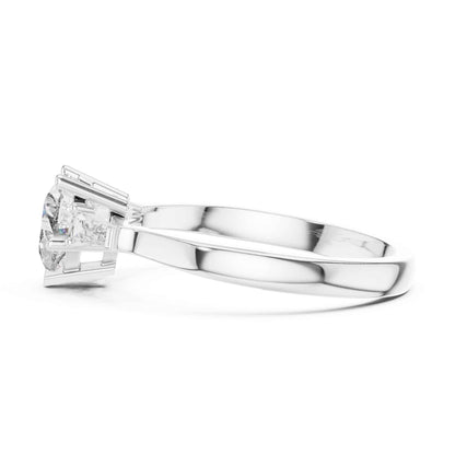 1 Carat Heart-Shaped Diamond Three-Stone Engagement Ring with Tapered Baguettes