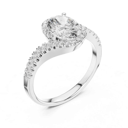 1 Carat Oval Cut Lab Grown Diamond Engagement Ring