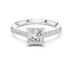 1 Carat Princess Cut Lab Grown Diamond Ring with Pavé Accent Shank