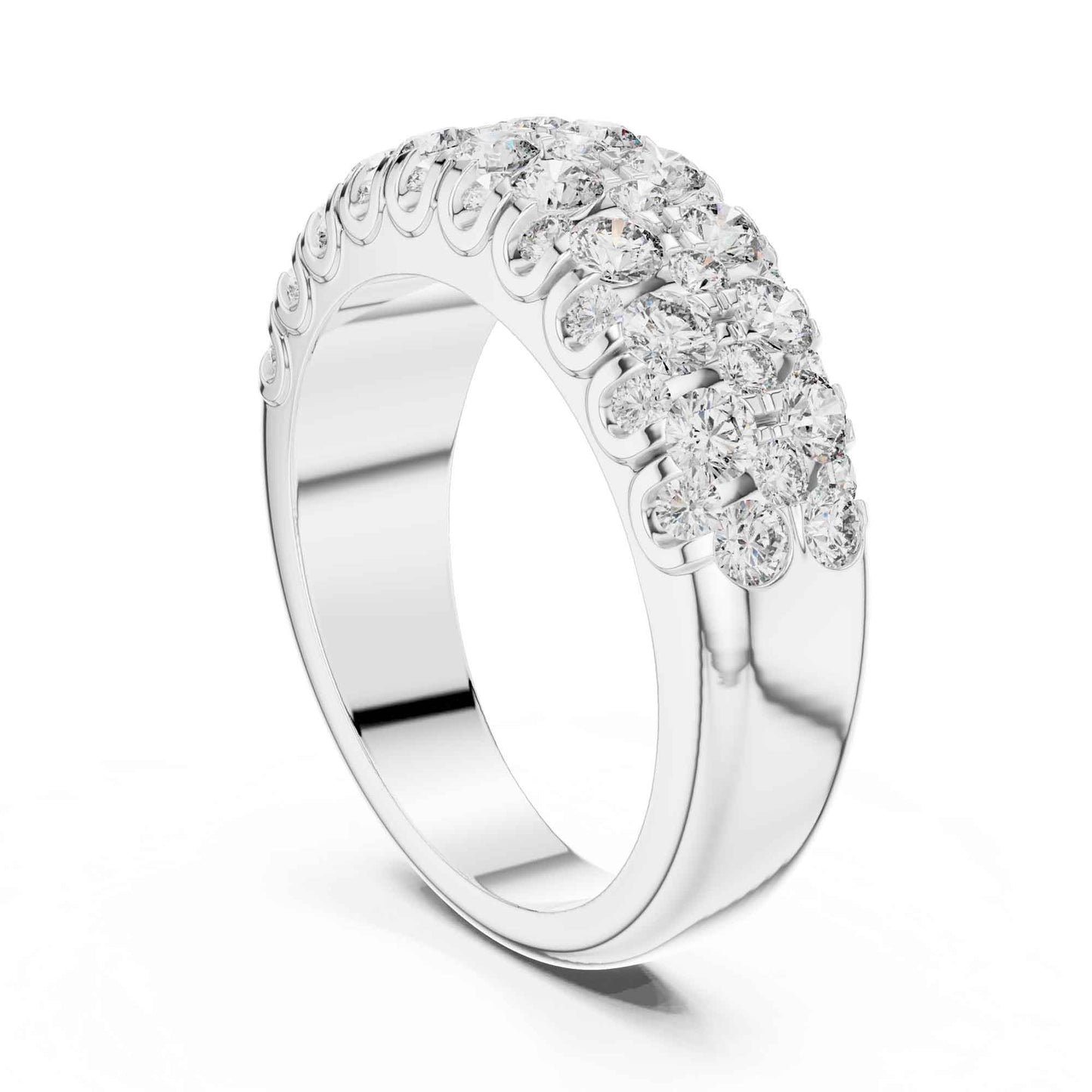 Wide Three Row Lab Grown Diamond Eternity Wedding Band