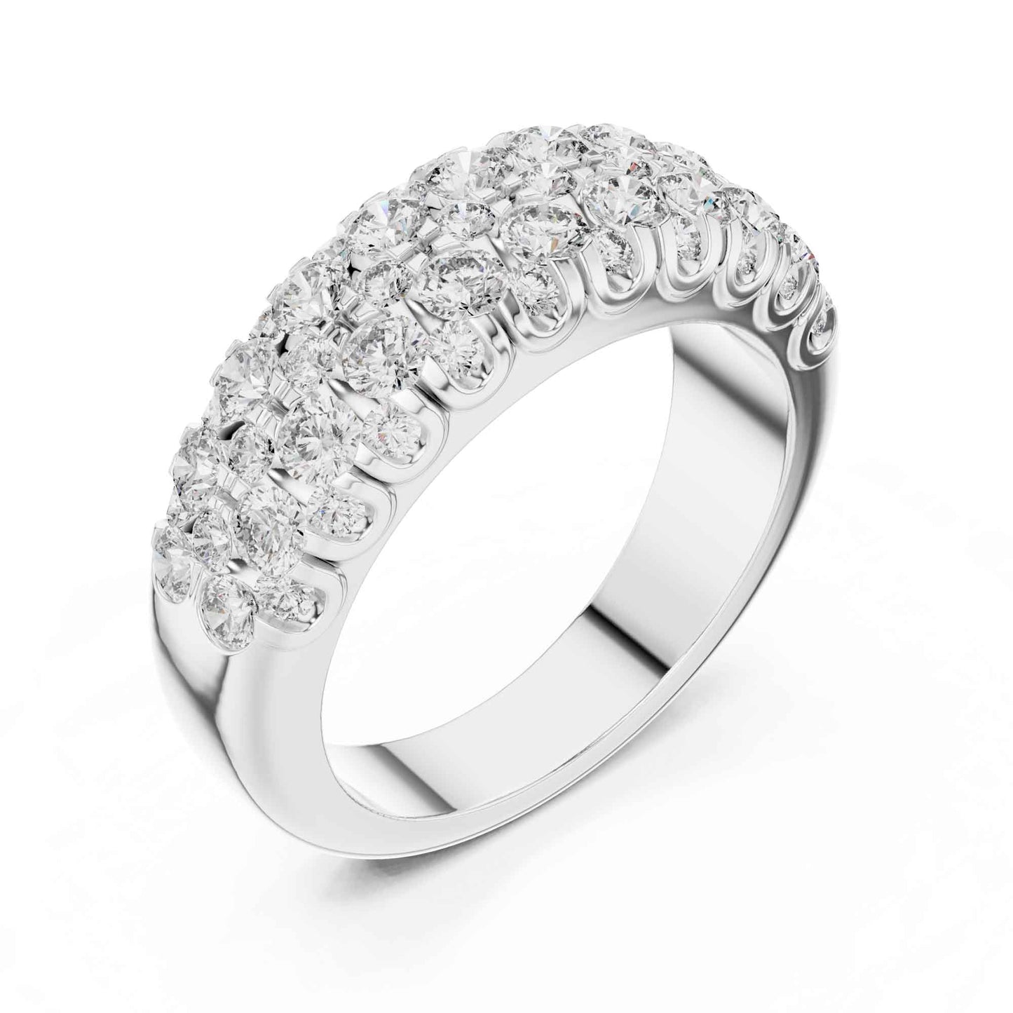 Wide Three Row Lab Grown Diamond Eternity Wedding Band