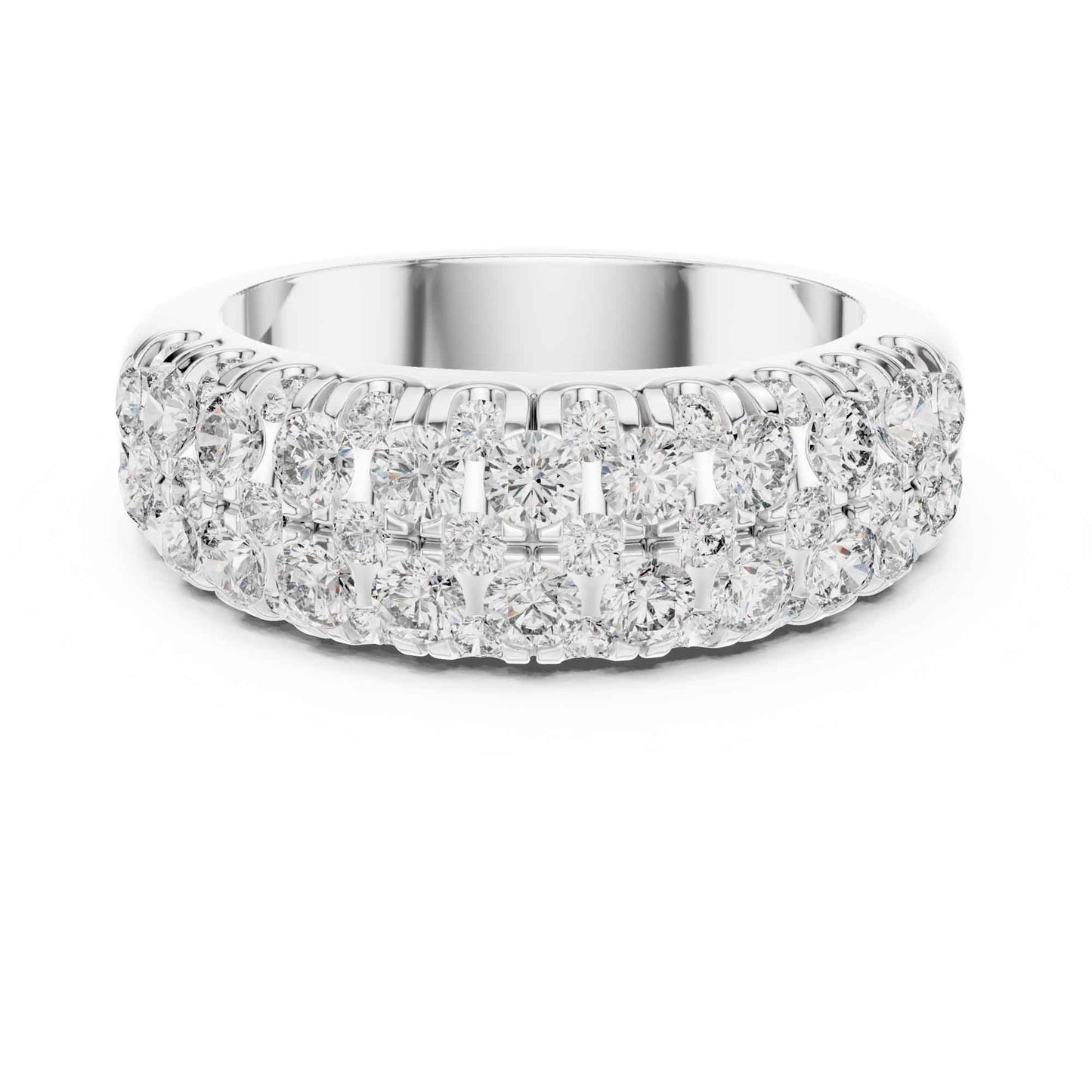Wide Three Row Lab Grown Diamond Eternity Wedding Band