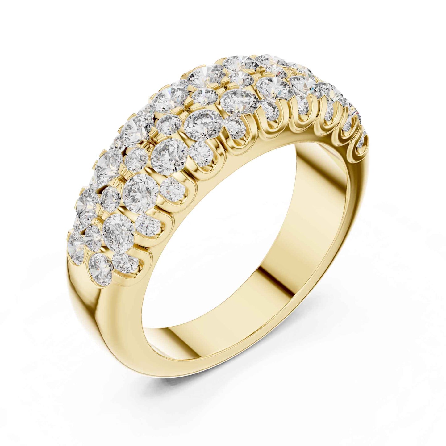 Wide Three Row Lab Grown Diamond Eternity Wedding Band