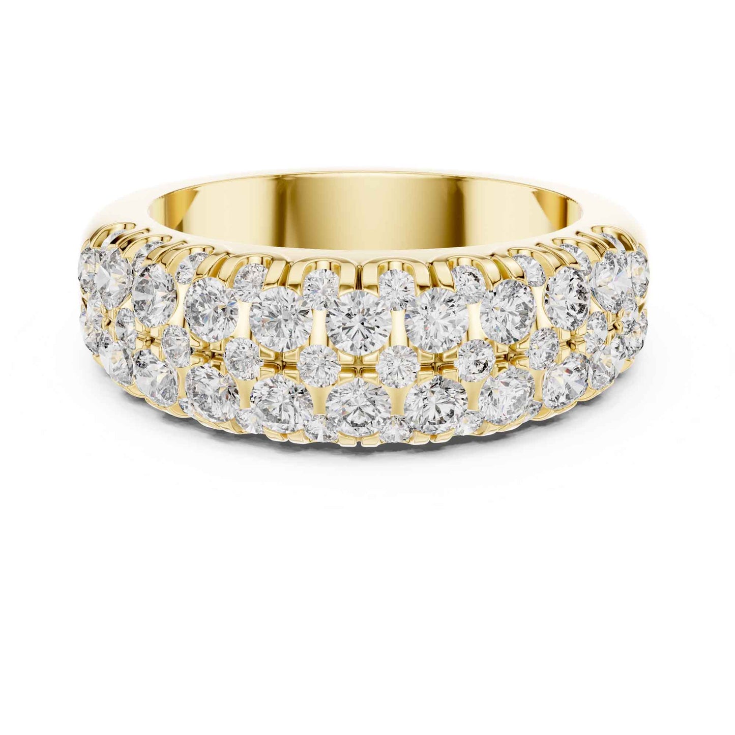 Wide Three Row Lab Grown Diamond Eternity Wedding Band