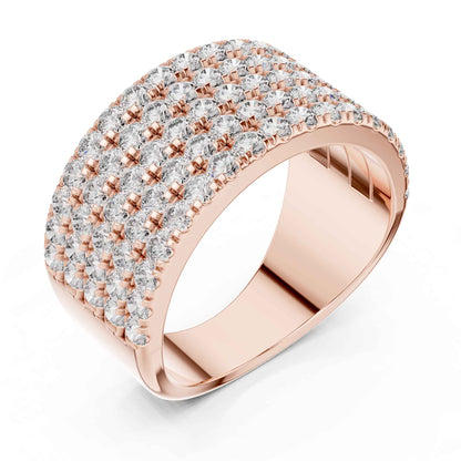 Wide Five Row Round Lab Grown Diamond Wedding Band Ring