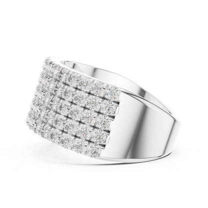 Wide Five Row Round Lab Grown Diamond Wedding Band Ring