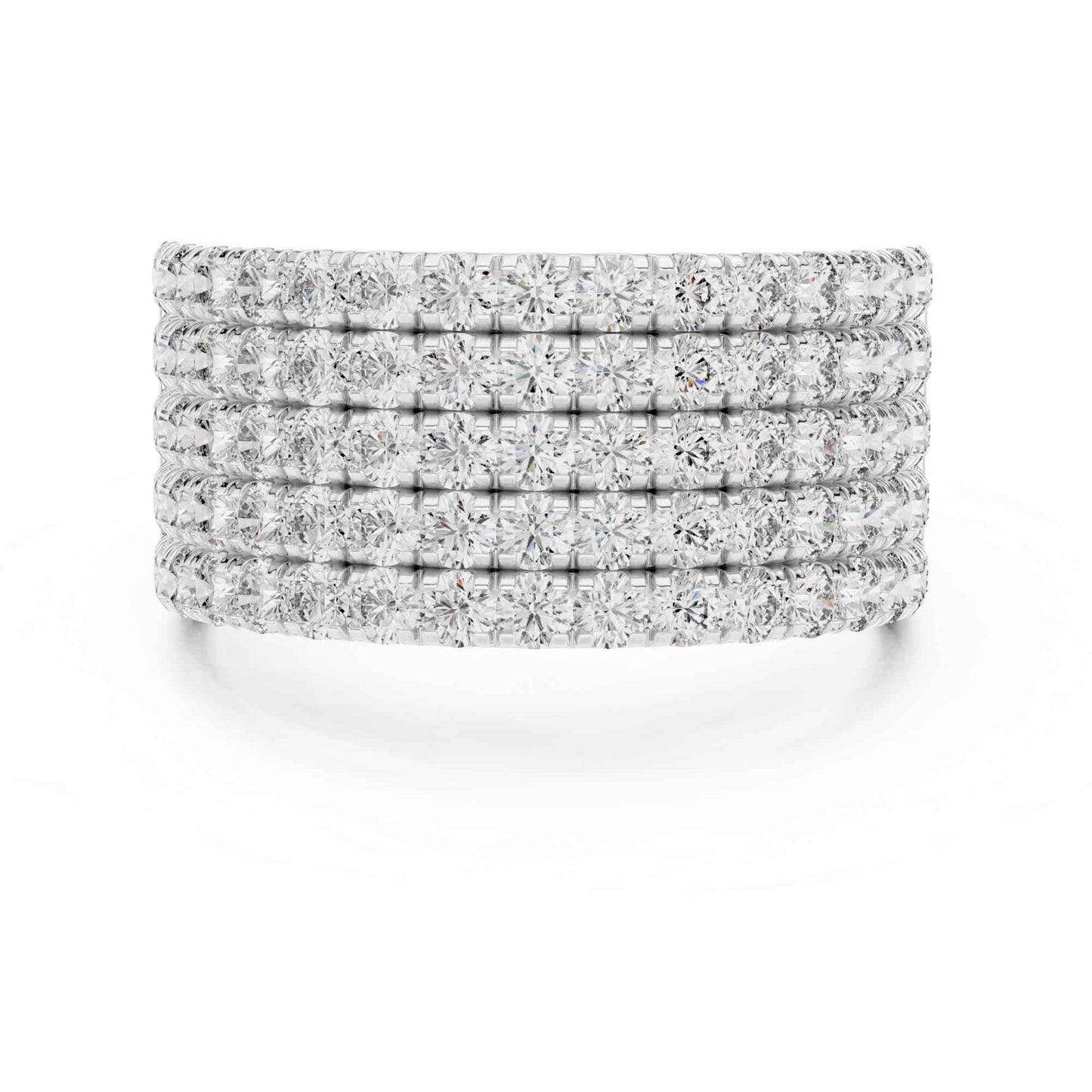 Wide Five Row Round Lab Grown Diamond Wedding Band Ring