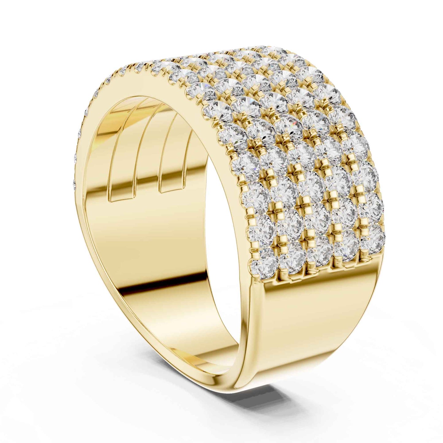 Wide Five Row Round Lab Grown Diamond Wedding Band Ring